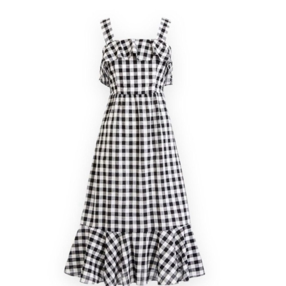 J.Crew Ruffled Gingham Midi Dress